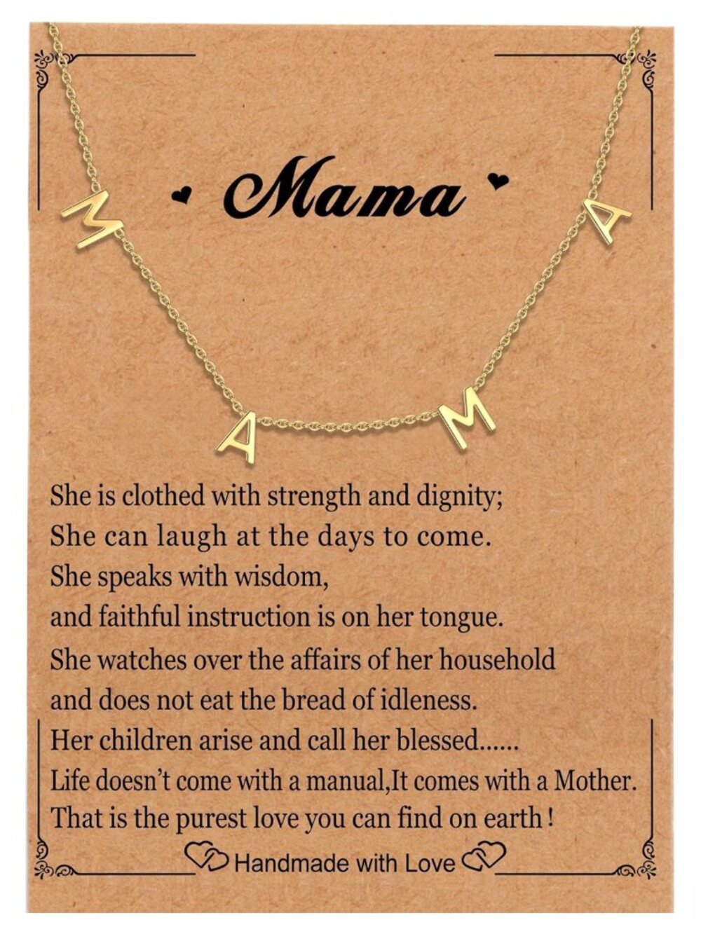 Mama Necklace 14K Gold Plated Stainless Steel Pendant